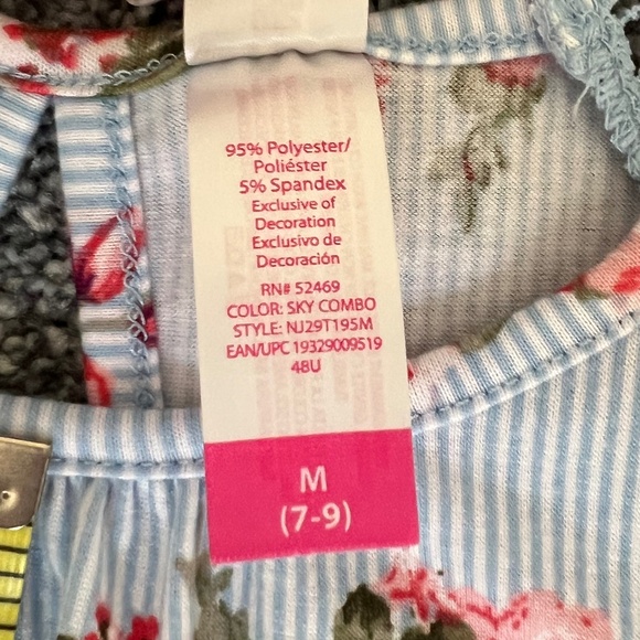 No Boundaries blue/white pinstripe floral blouse with lace M - Picture 3 of 7